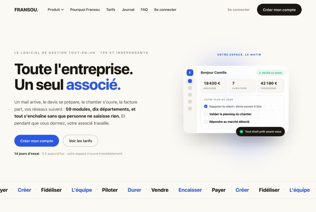 Fransou, site construit par Studio FLF