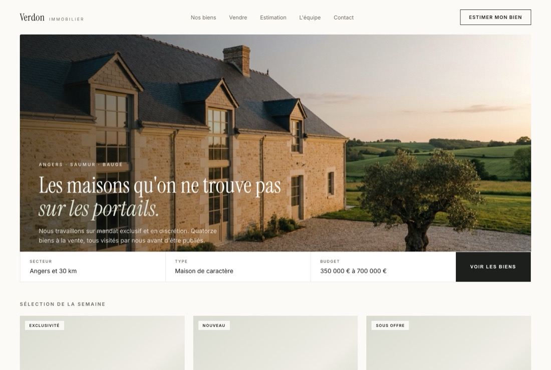 Verdon Immobilier, site construit par Studio FLF